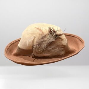 Vintage Hat with Feather Accent